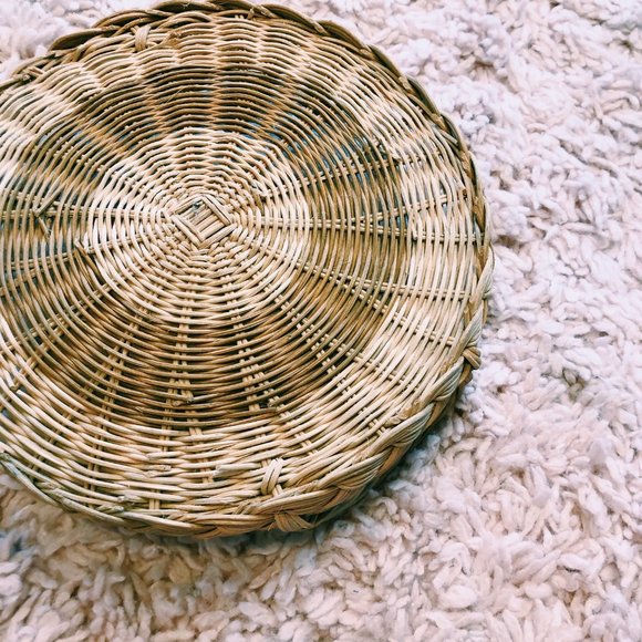 Vintage Accents Vintage Round Wicker Tray With Handles Poshmark